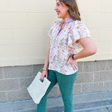 [THML] Garden Party Contrast Ruffle Top - The Pink Pineapple 850