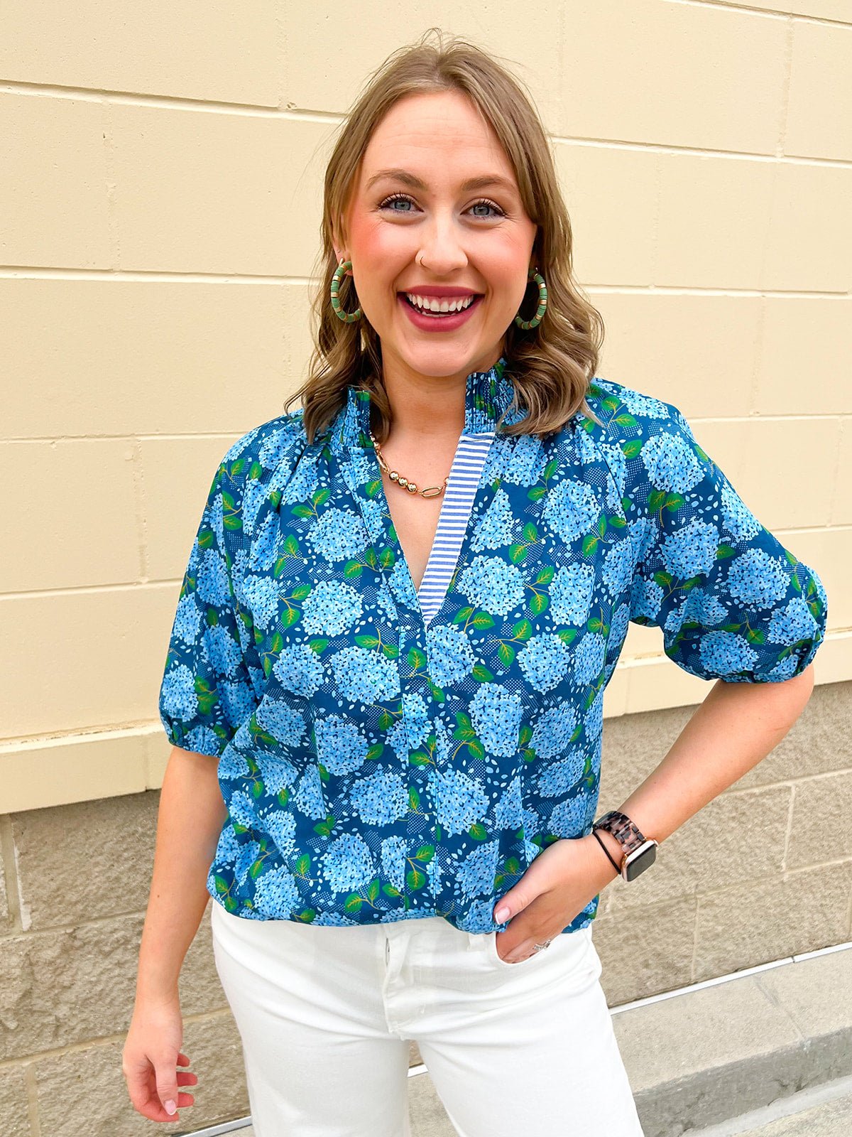 [THML] Hydrangea Daydream Blouse - The Pink Pineapple 850