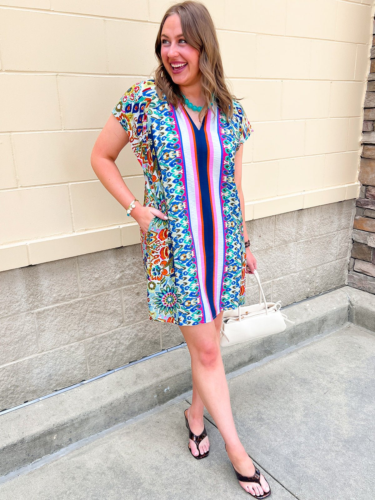 [THML] Kaleidoscope Ruffle Mini Dress - The Pink Pineapple 850