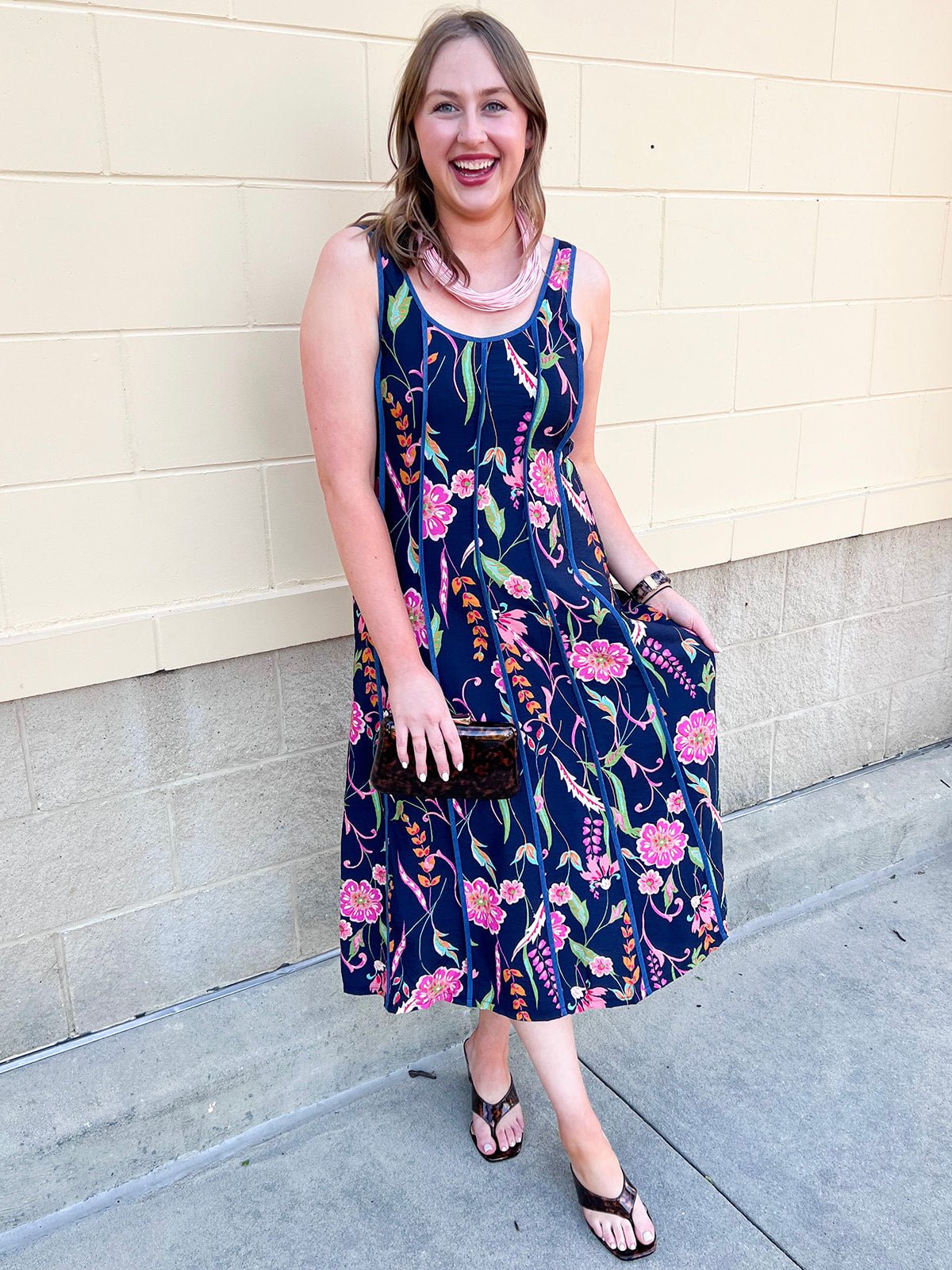 [THML] Moonflower Market Midi Dress - The Pink Pineapple 850