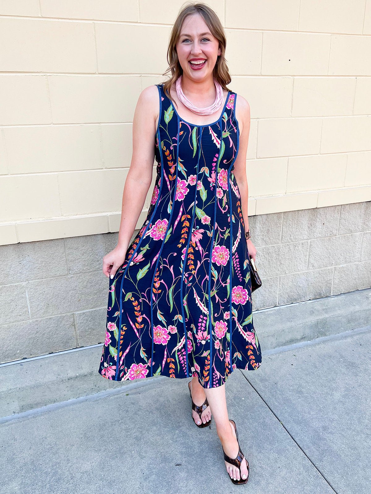 [THML] Moonflower Market Midi Dress - The Pink Pineapple 850