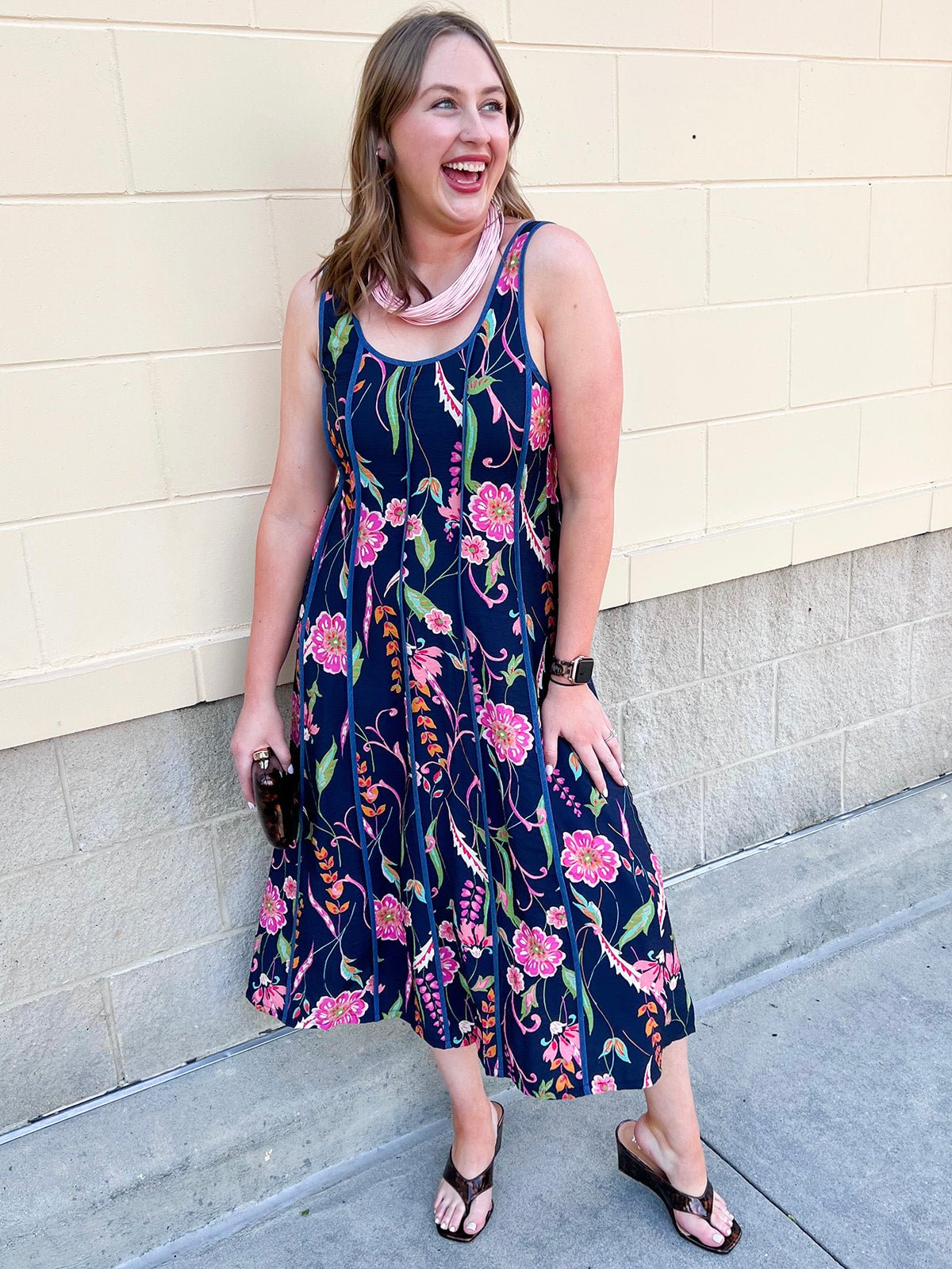 [THML] Moonflower Market Midi Dress - The Pink Pineapple 850