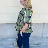 [THML] Ruffle Neck Plaid Blouse - The Pink Pineapple 850