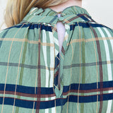 [THML] Ruffle Neck Plaid Blouse - The Pink Pineapple 850