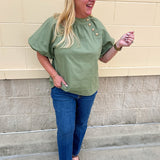 [THML] Sage Luxe Button Blouse - The Pink Pineapple 850