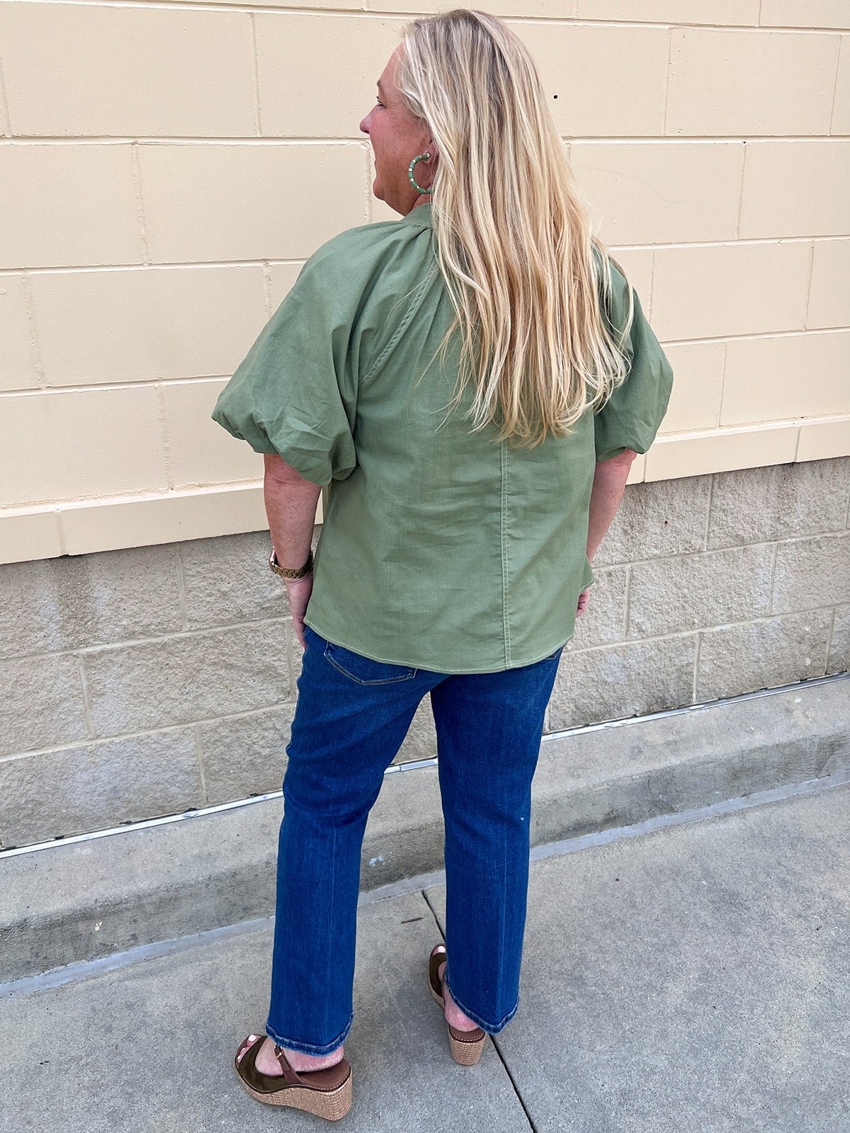 [THML] Sage Luxe Button Blouse - The Pink Pineapple 850