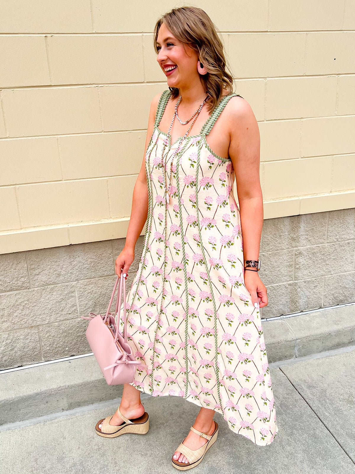 [THML] Verdant Whisper Floral Maxi Dress - The Pink Pineapple 850
