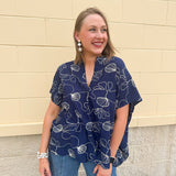 Tide & Treasure Embroidered Top – Navy - The Pink Pineapple 850