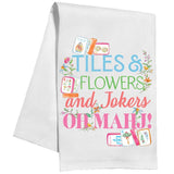 Tiles & Flowers Oh Mahj! Kitchen Towel - The Pink Pineapple 850