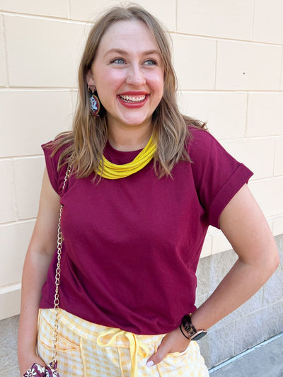 Timeless Ease Cap Sleeve Top in Cabernet - The Pink Pineapple 850