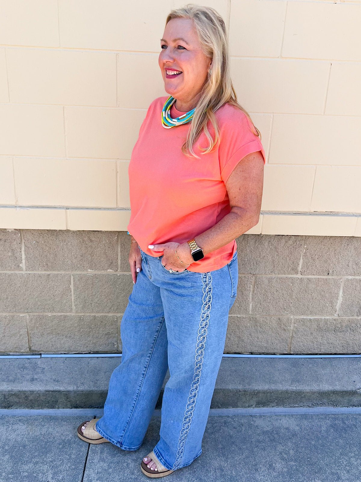 Timeless Ease Cap Sleeve Top in Coral - The Pink Pineapple 850