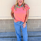 Timeless Ease Cap Sleeve Top in Coral - The Pink Pineapple 850