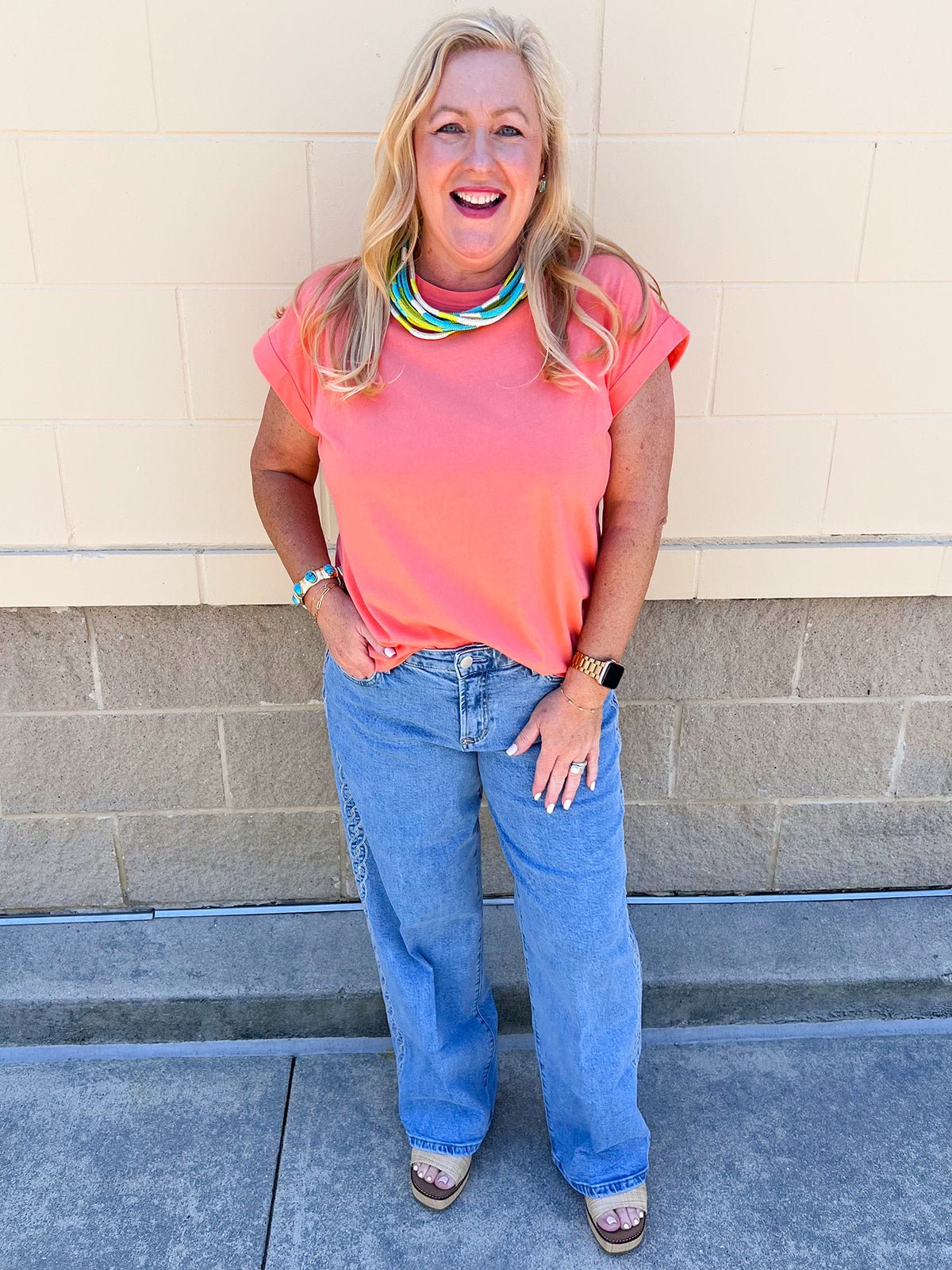 Timeless Ease Cap Sleeve Top in Coral - The Pink Pineapple 850