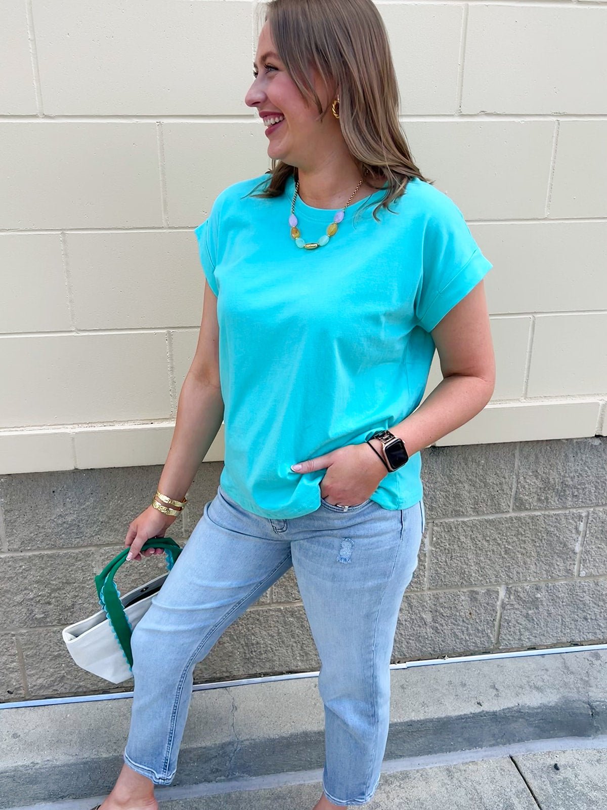 Timeless Ease Cap Sleeve Top in Mint - The Pink Pineapple 850