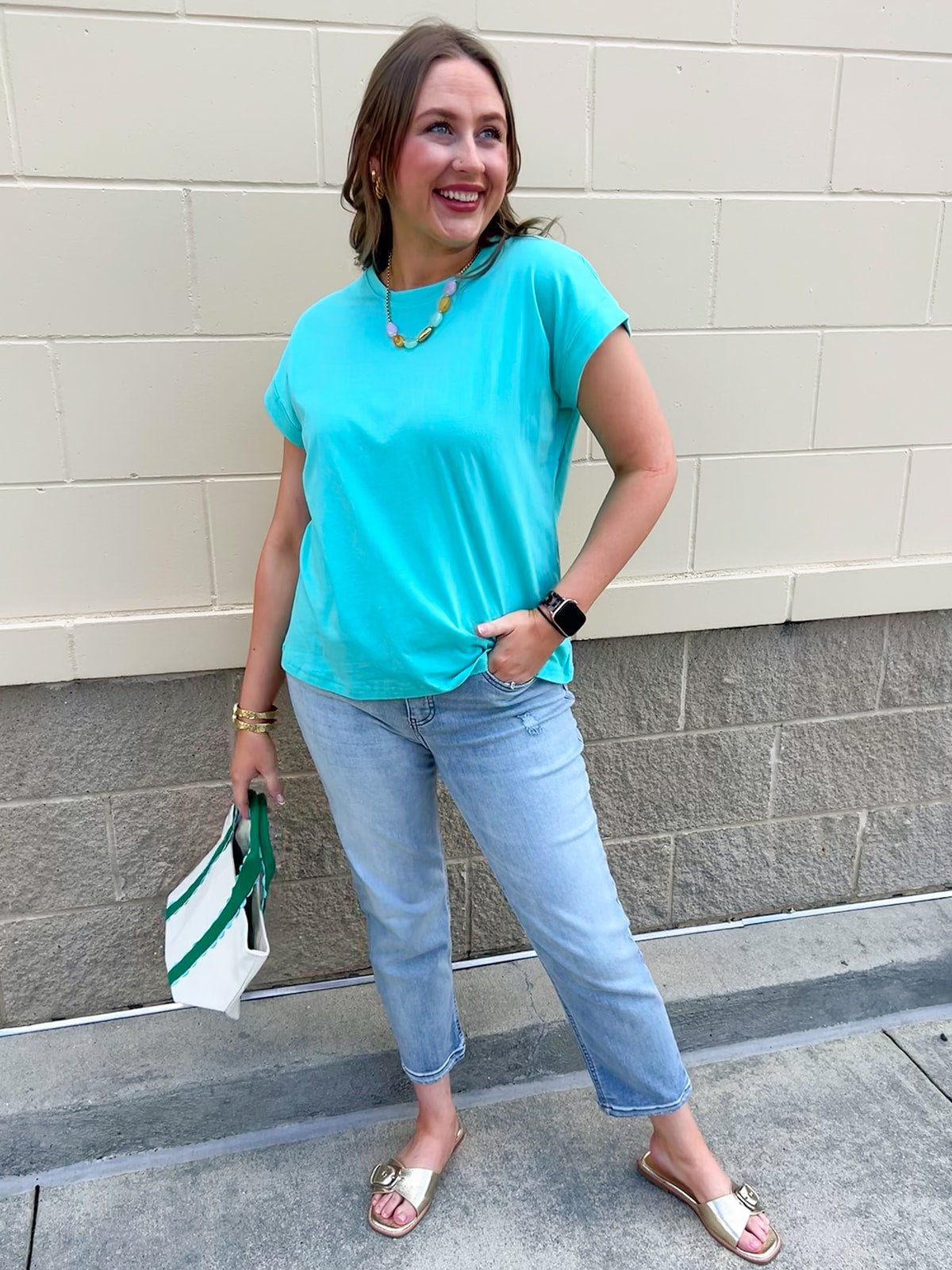 Timeless Ease Cap Sleeve Top in Mint - The Pink Pineapple 850