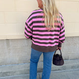 Tini Time Striped Relaxed Sweatshirt - The Pink Pineapple 850
