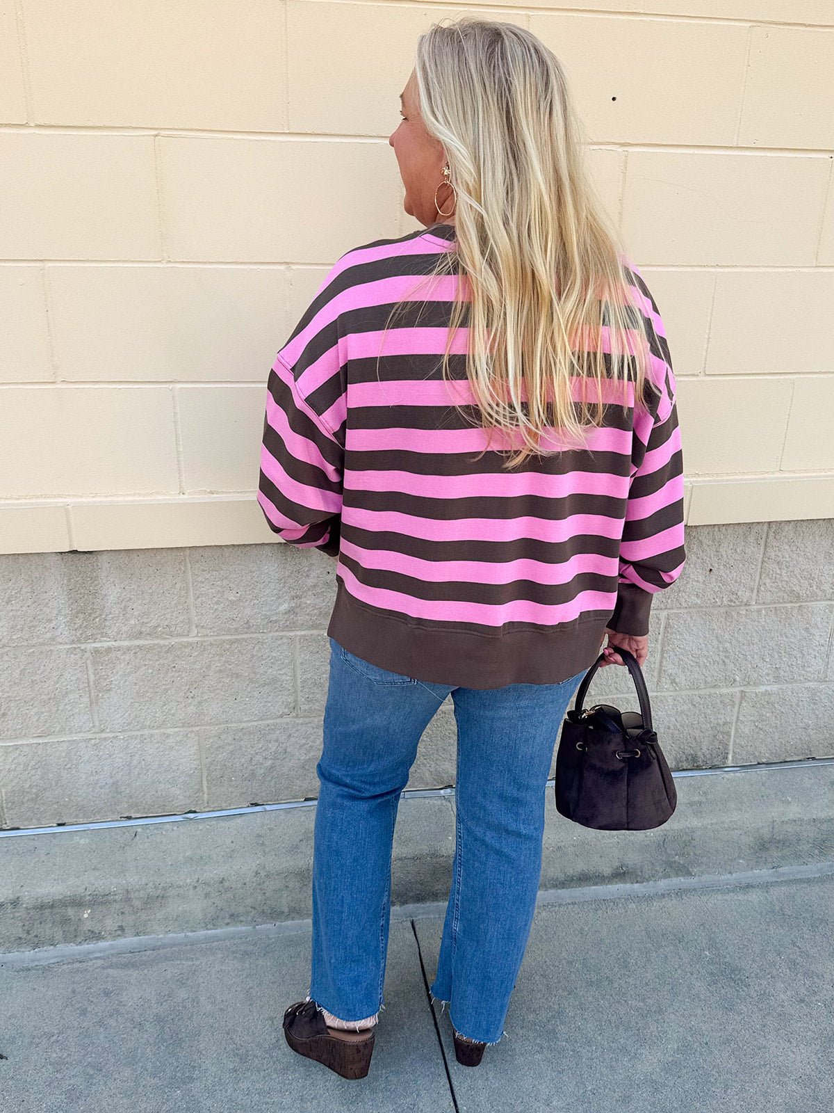 Tini Time Striped Relaxed Sweatshirt - The Pink Pineapple 850
