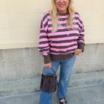 Tini Time Striped Relaxed Sweatshirt - The Pink Pineapple 850
