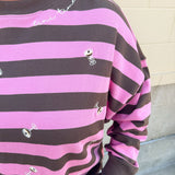 Tini Time Striped Relaxed Sweatshirt - The Pink Pineapple 850