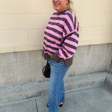 Tini Time Striped Relaxed Sweatshirt - The Pink Pineapple 850