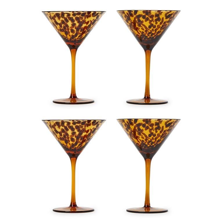 Tortoise Print Martini Glasses – Set of 4 - The Pink Pineapple 850