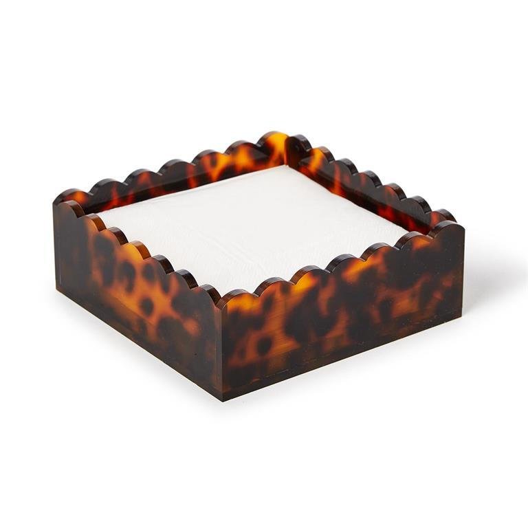 Tortoise Scalloped Edge Acrylic Napkin Holder - The Pink Pineapple 850