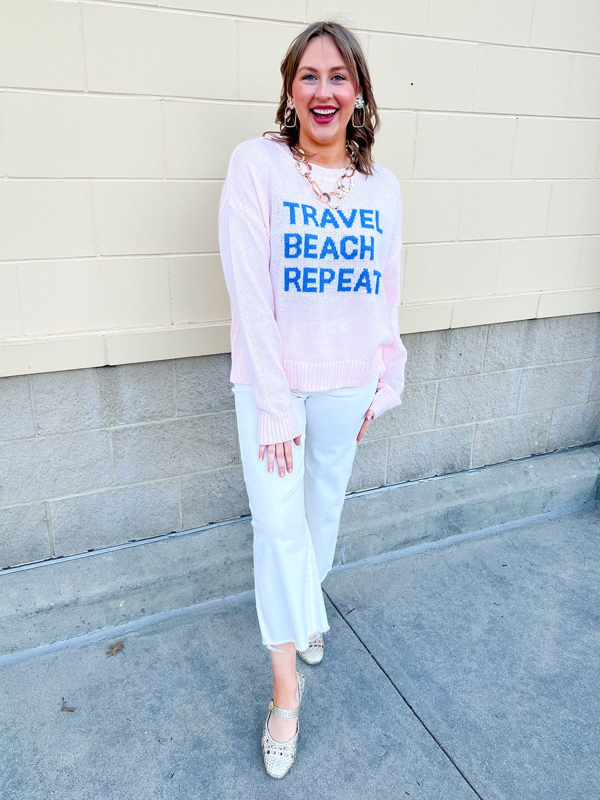 Travel Beach Repeat Sweater - The Pink Pineapple 850