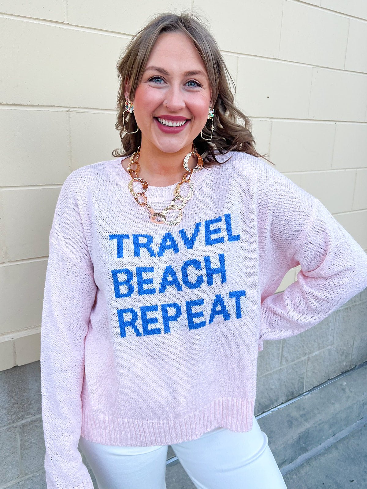 Travel Beach Repeat Sweater - The Pink Pineapple 850