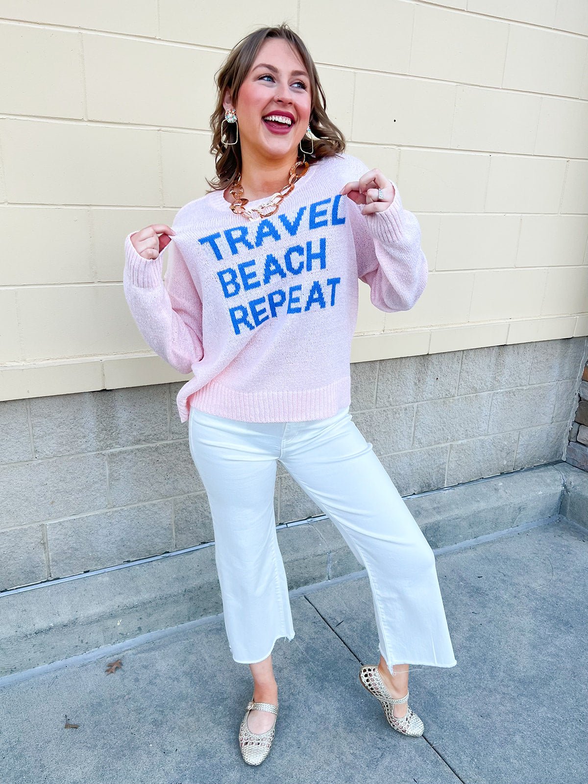 Travel Beach Repeat Sweater - The Pink Pineapple 850