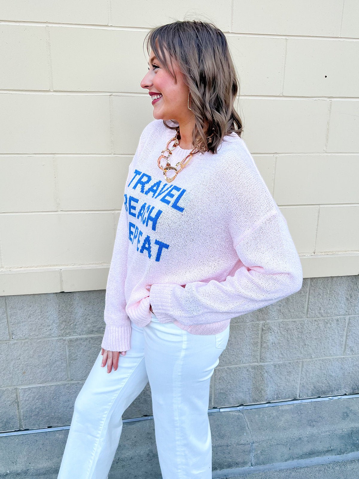 Travel Beach Repeat Sweater - The Pink Pineapple 850
