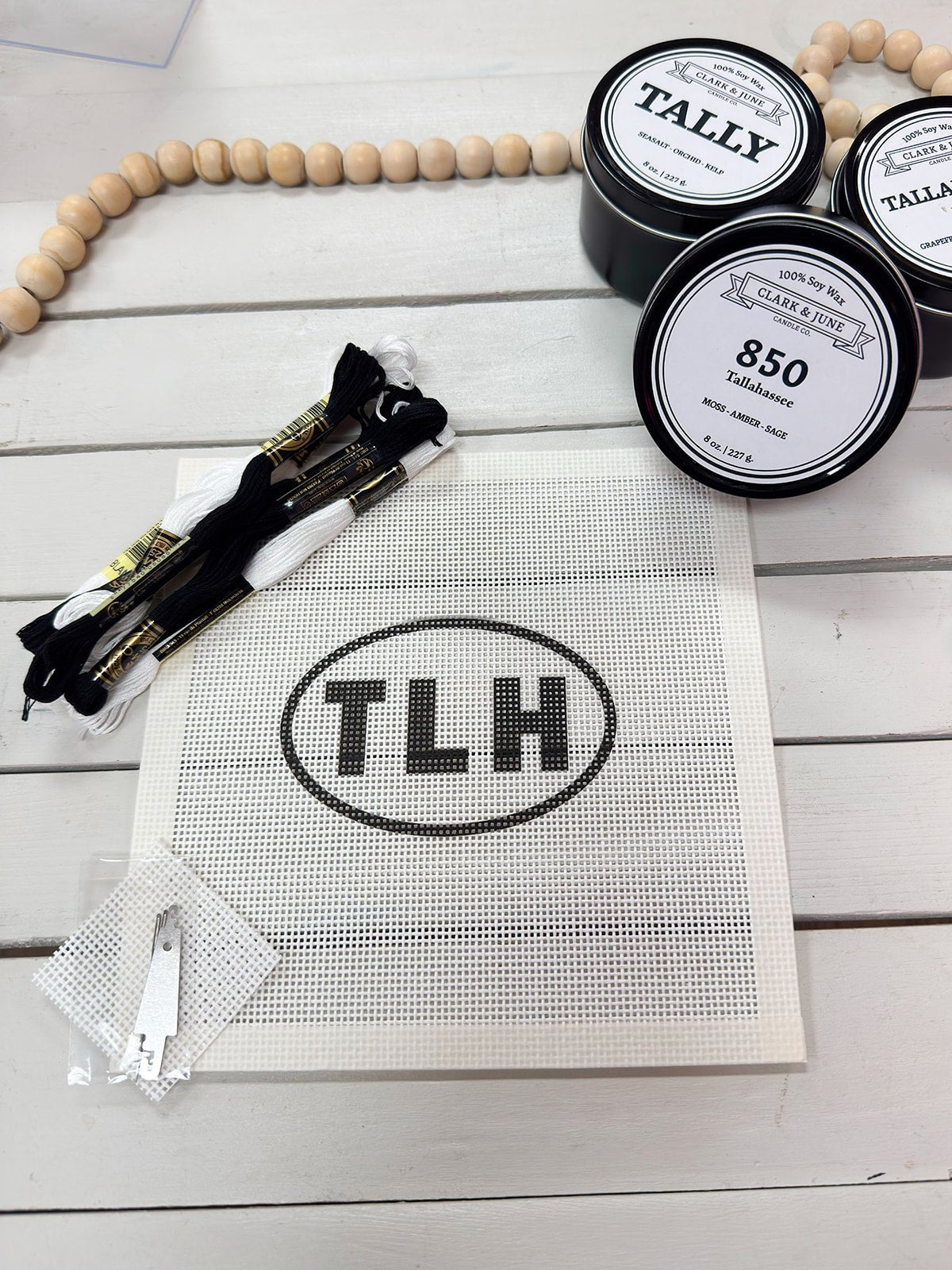 Travel Code Needlepoint Kit - TLH in Black - The Pink Pineapple 850