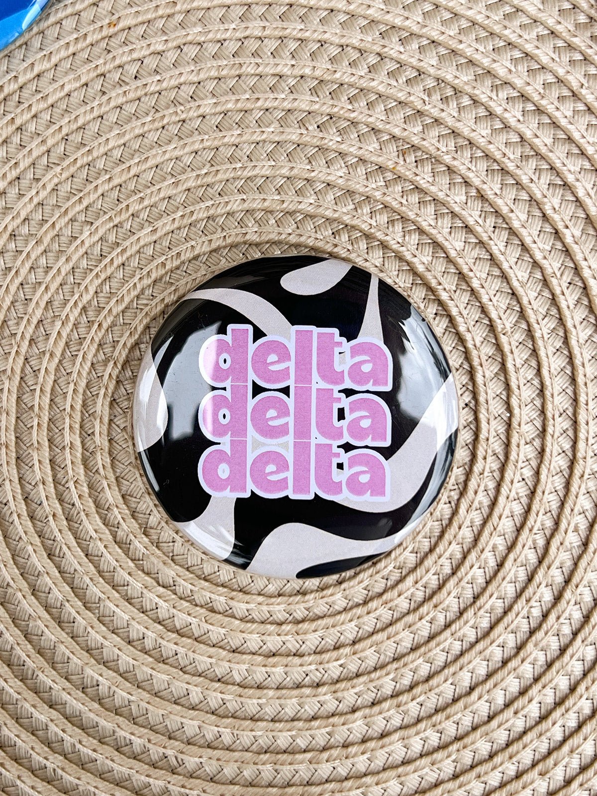 Tri Delta Black and White Wave Button Pin - The Pink Pineapple 850