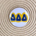 Tri Delta Blue Bubble Letters Button Pin - The Pink Pineapple 850
