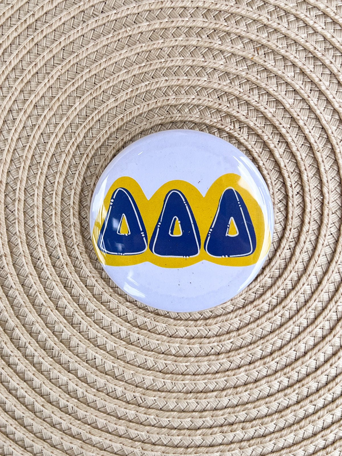 Tri Delta Blue Bubble Letters Button Pin - The Pink Pineapple 850