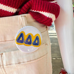 Tri Delta Blue Bubble Letters Button Pin - The Pink Pineapple 850
