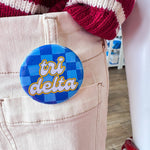 Tri Delta Blue Checkered Button Pin - The Pink Pineapple 850