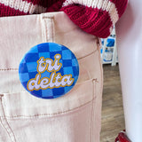 Tri Delta Blue Checkered Button Pin - The Pink Pineapple 850