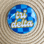 Tri Delta Blue Checkered Button Pin - The Pink Pineapple 850