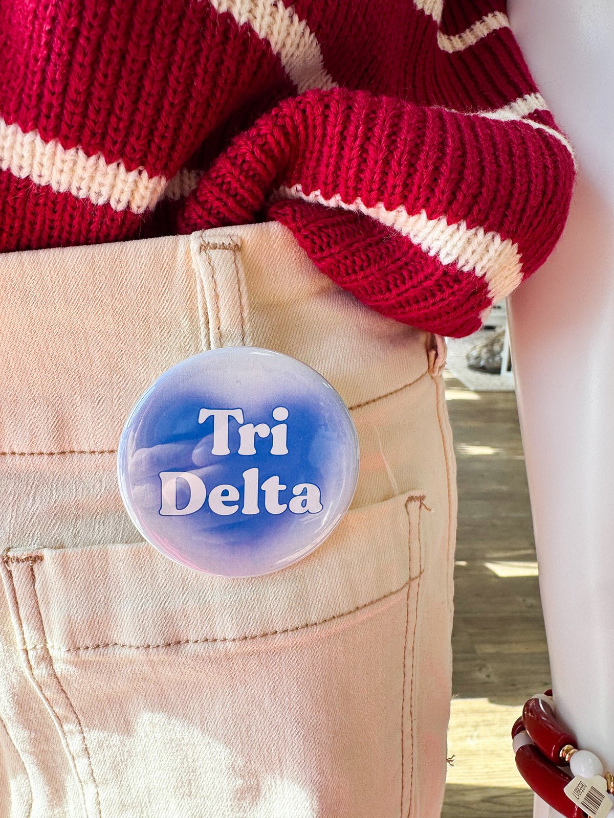 Tri Delta Blue Heart Button Pin - The Pink Pineapple 850