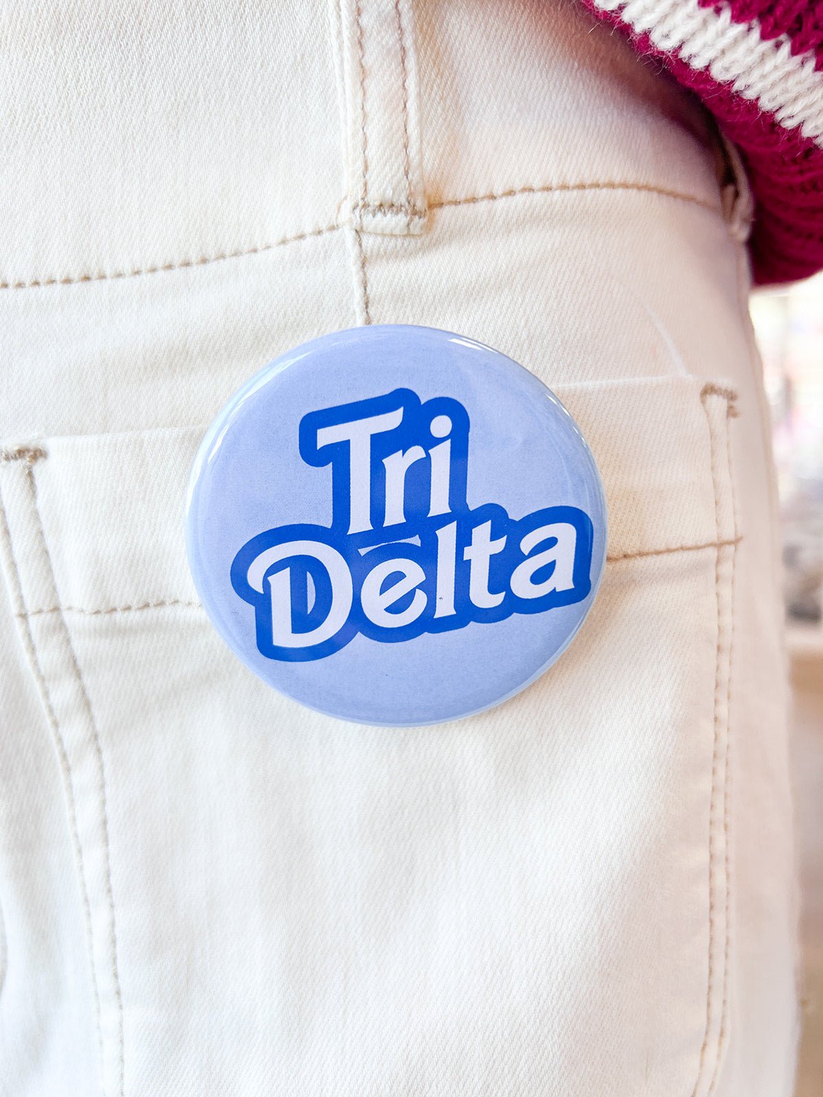 Tri Delta Blue Statement Letter Button Pin - The Pink Pineapple 850