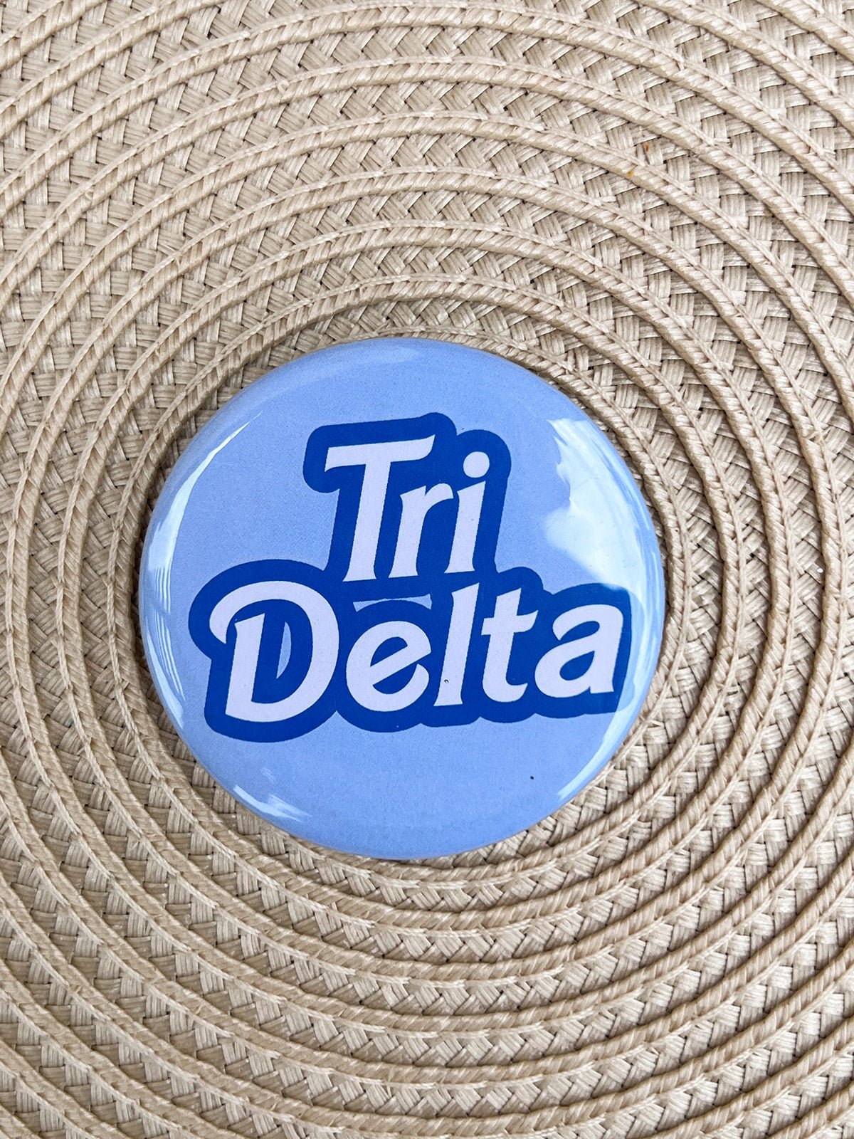 Tri Delta Blue Statement Letter Button Pin - The Pink Pineapple 850