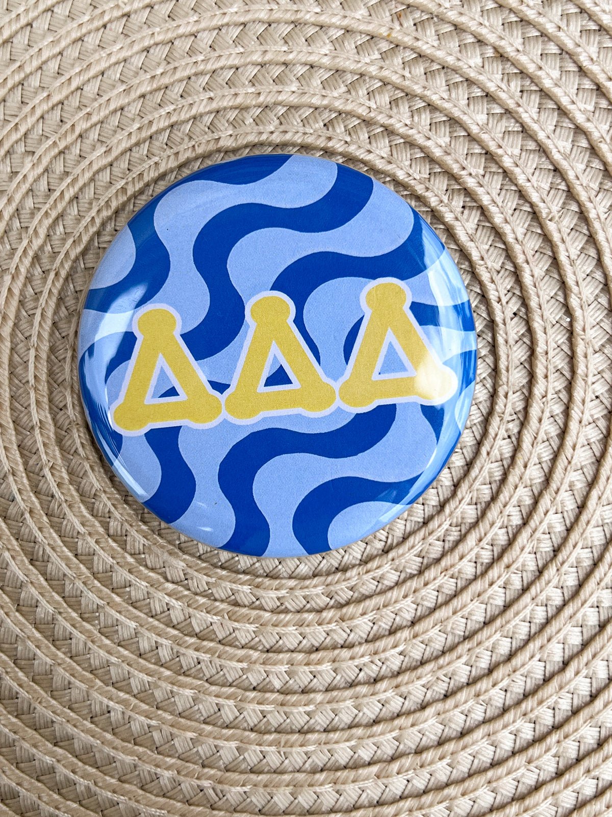 Tri Delta Blue Wave Button Pin - The Pink Pineapple 850