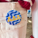 Tri Delta Blue Wave Button Pin - The Pink Pineapple 850
