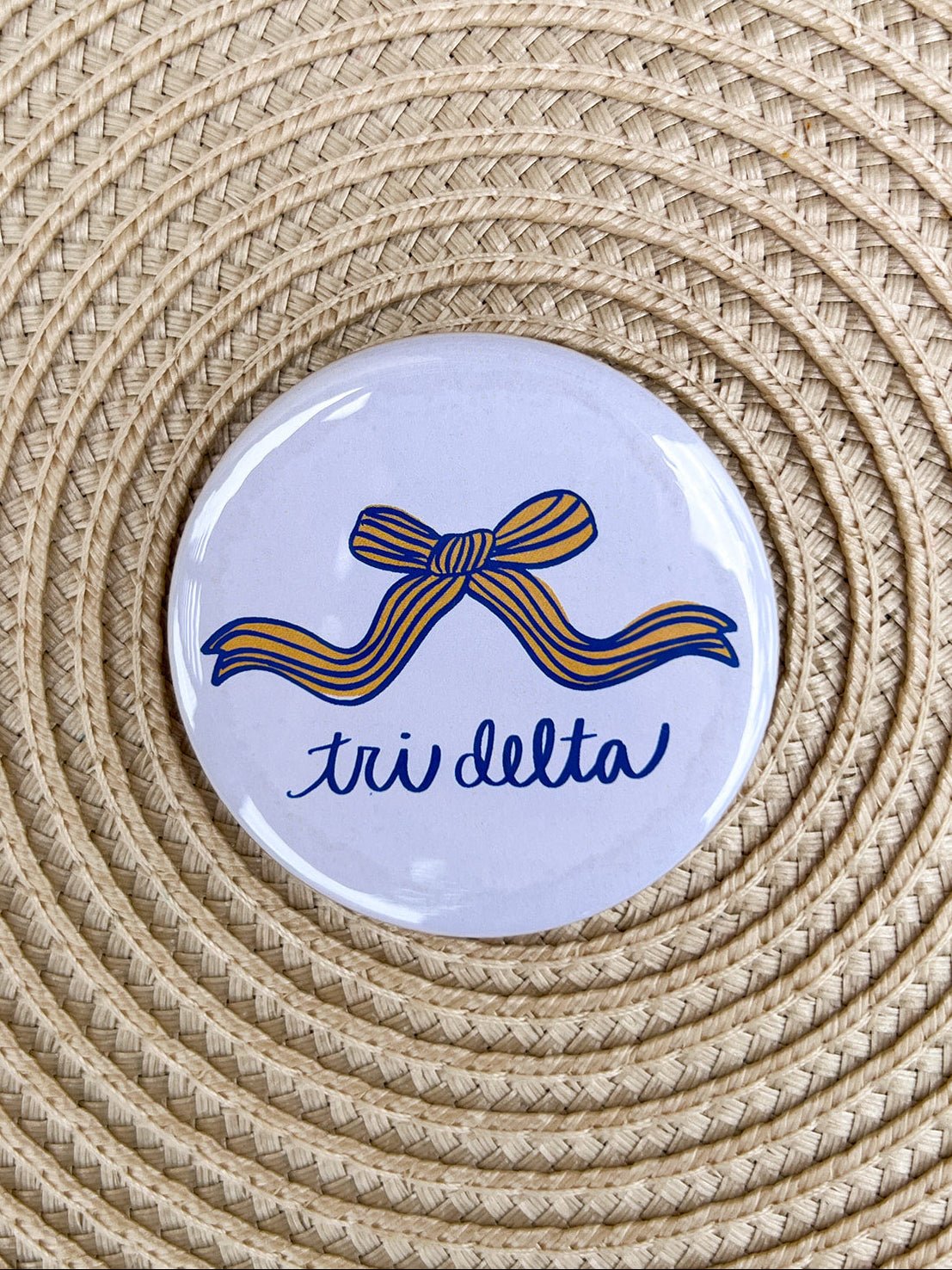 Tri Delta Bow Button Pin - The Pink Pineapple 850