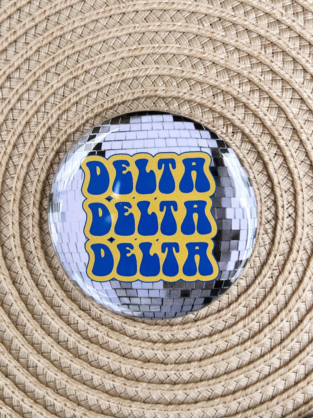 Tri Delta Disco Button Pin - The Pink Pineapple 850