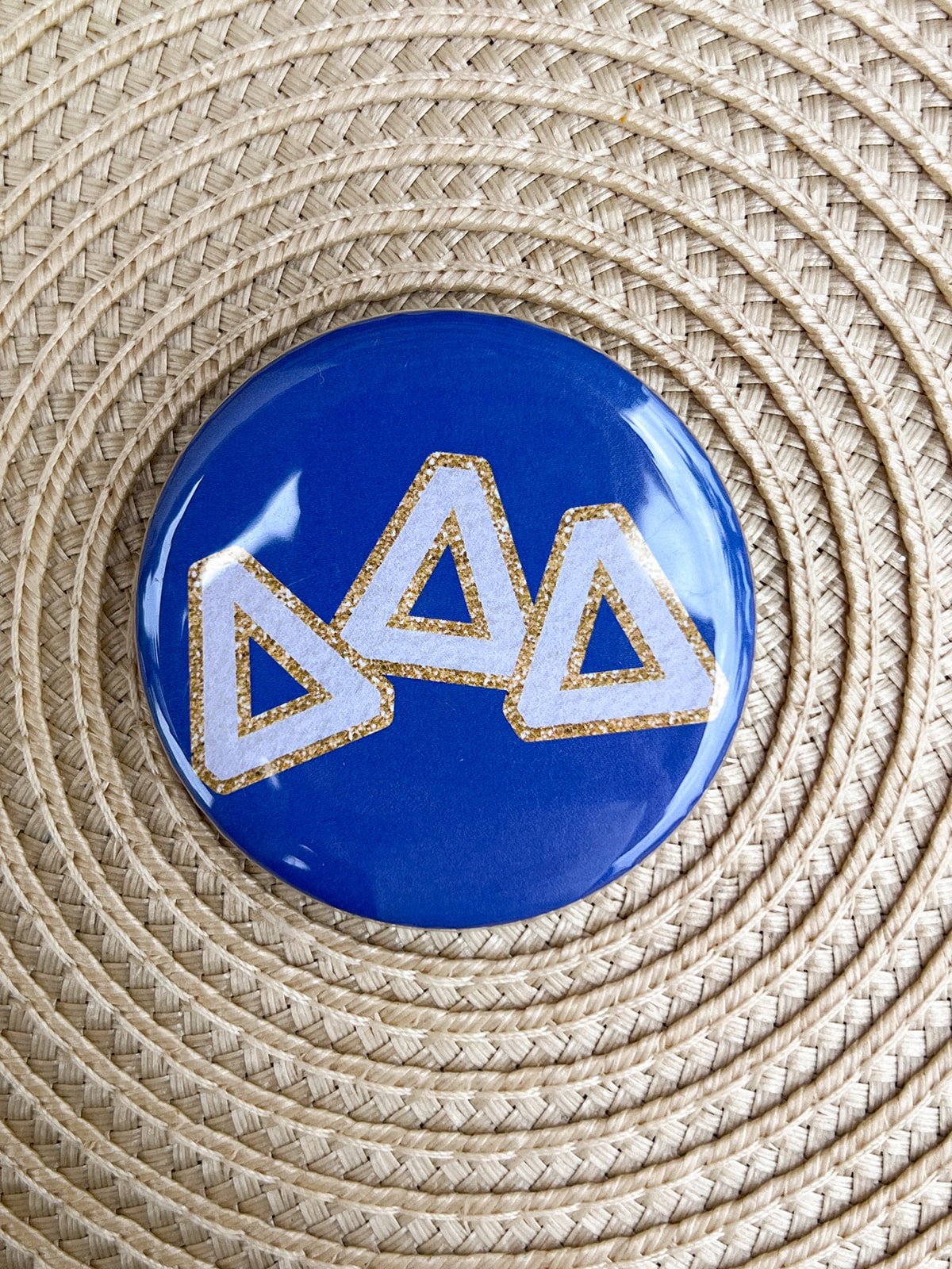 Tri Delta Glitter Letters Button Pin - The Pink Pineapple 850