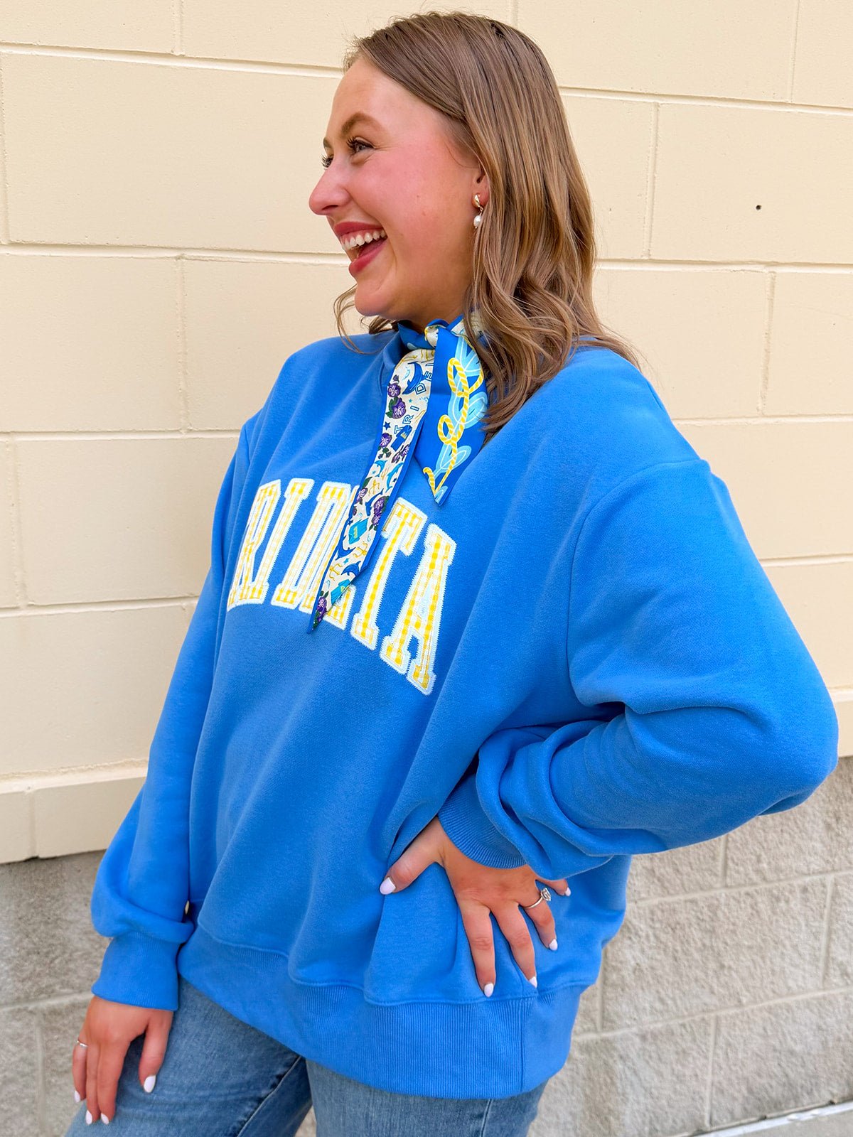 Tri Delta Mock Neck Sweatshirt - The Pink Pineapple 850