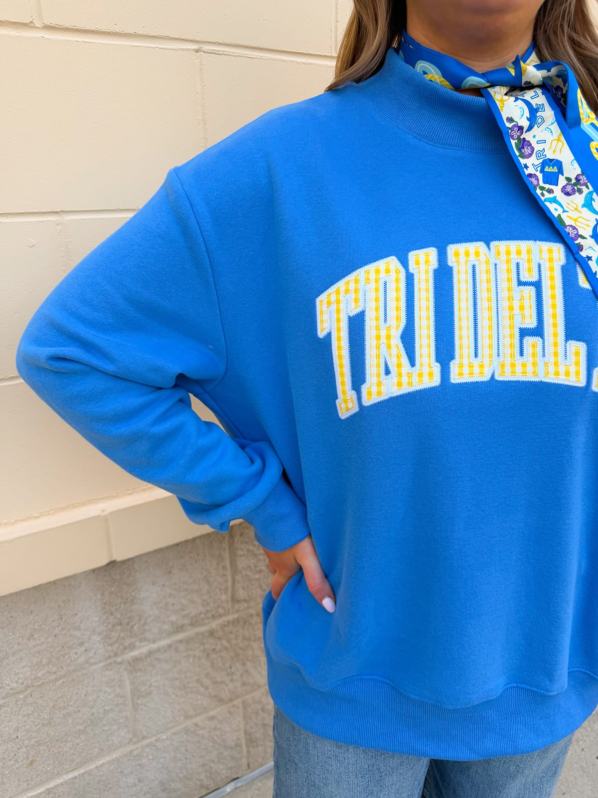 Tri Delta Mock Neck Sweatshirt - The Pink Pineapple 850