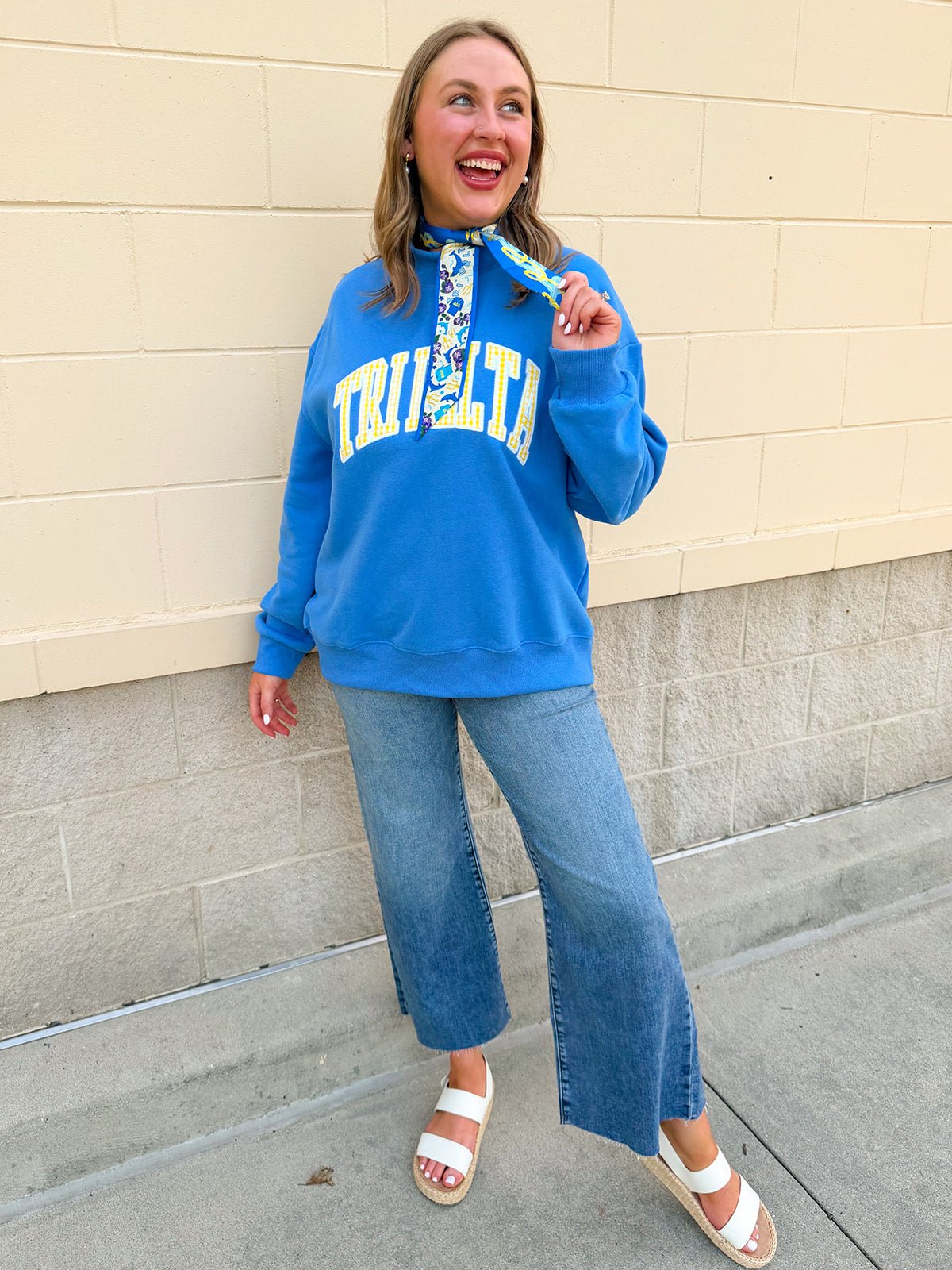 Tri Delta Mock Neck Sweatshirt - The Pink Pineapple 850