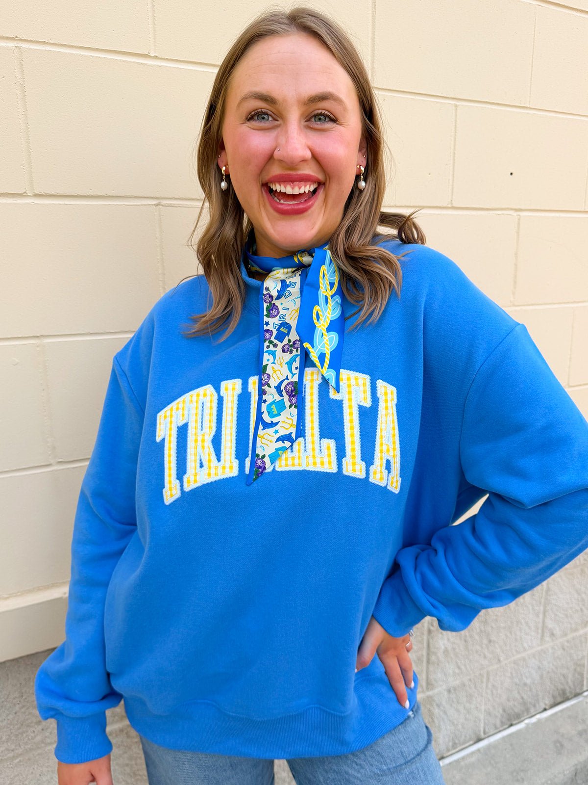 Tri Delta Mock Neck Sweatshirt - The Pink Pineapple 850